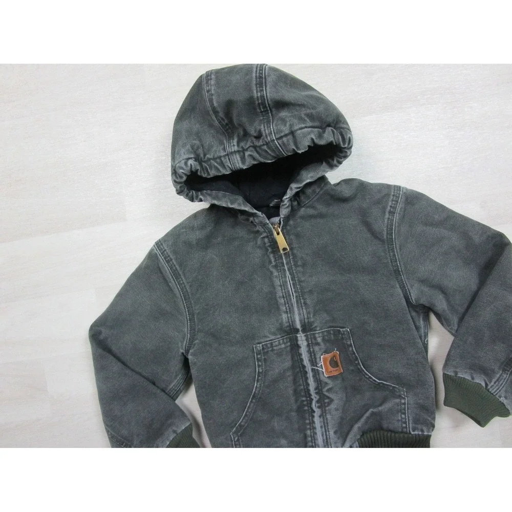Carhartt Active Jacket Youth (S) Duck Canvas Workwear Quilted Liner YYJ130 MOS